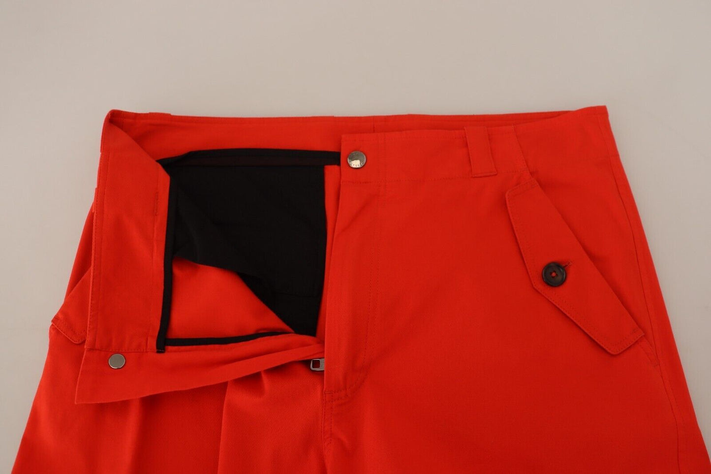 - Elegant Red Cotton Blend Trousers