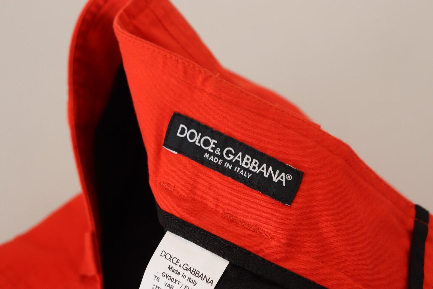- Elegant Red Cotton Blend Trousers