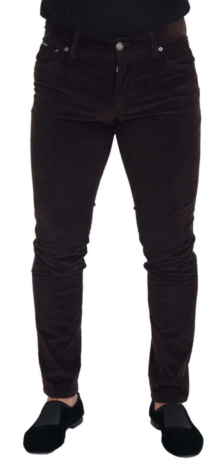 - Elegant Brown Silk Blend Trousers