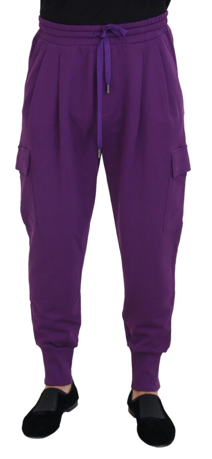 - Elegant Purple Cotton Cargo Sweatpants