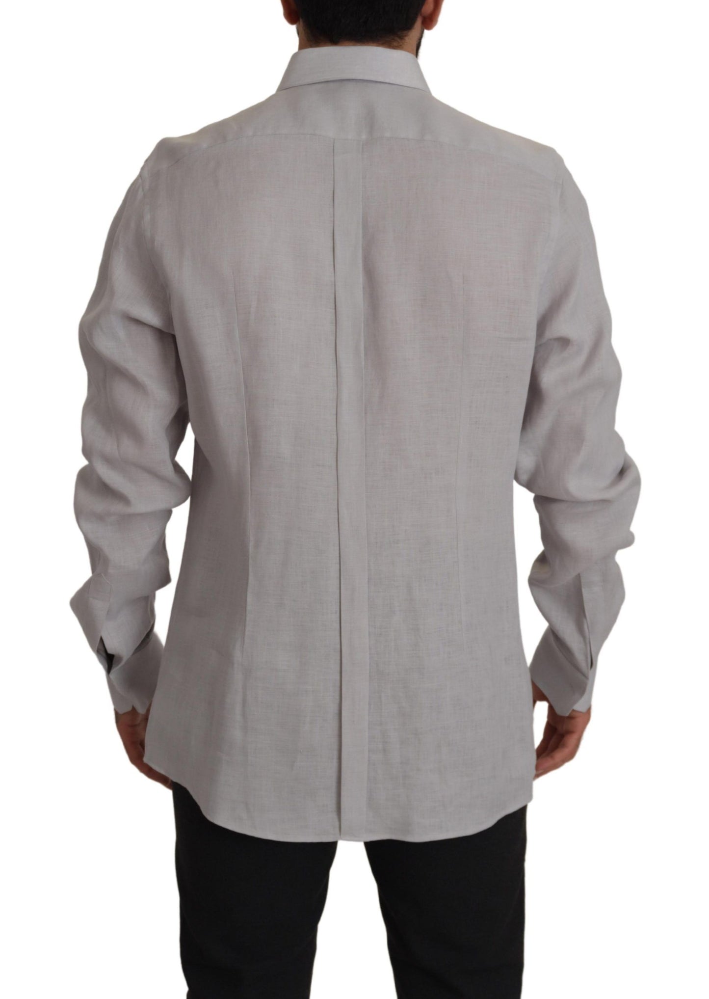 - Elegant Grey Slim Fit Linen Shirt