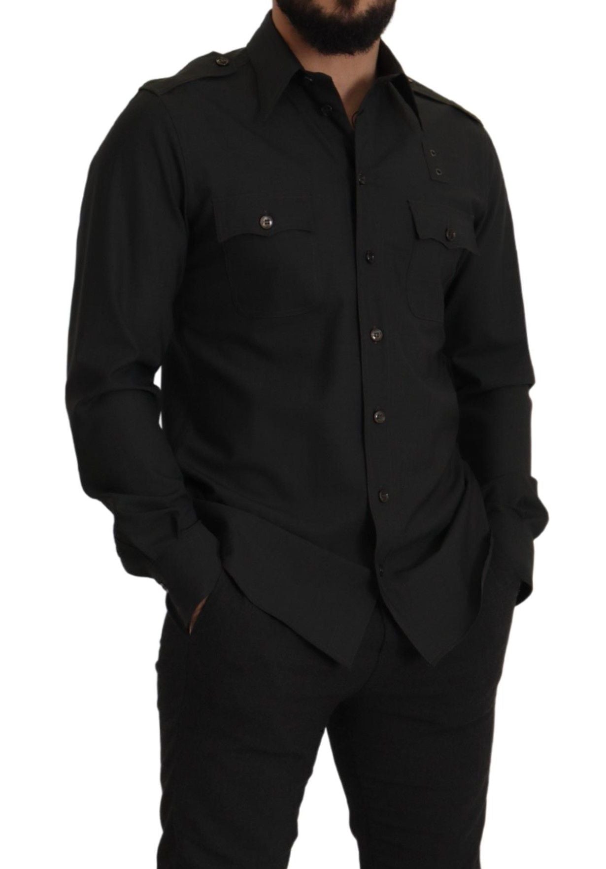 - Elegant Slim Fit Dark Green Cotton Shirt