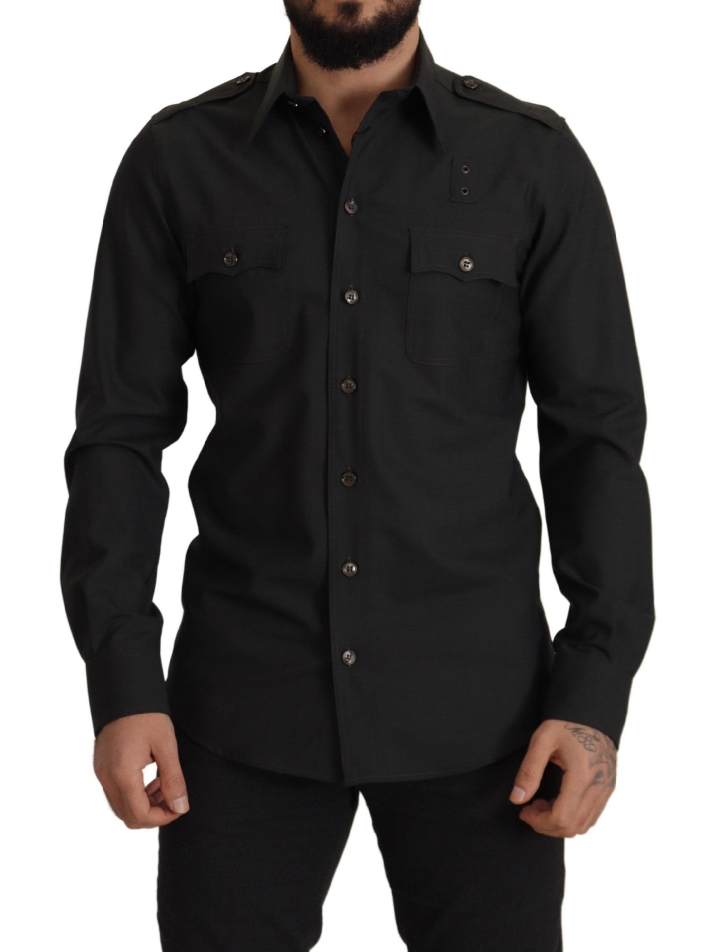 - Elegant Slim Fit Dark Green Cotton Shirt