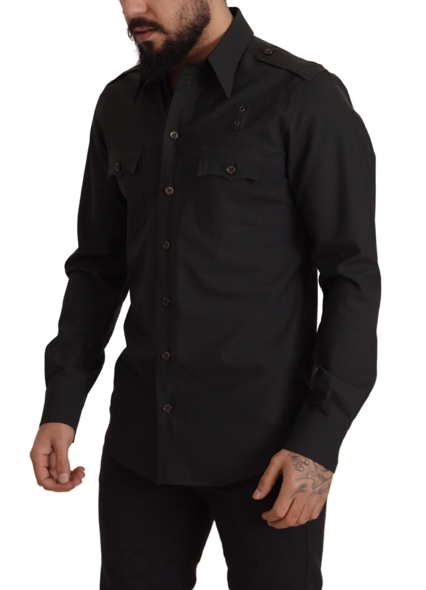 - Elegant Slim Fit Dark Green Cotton Shirt