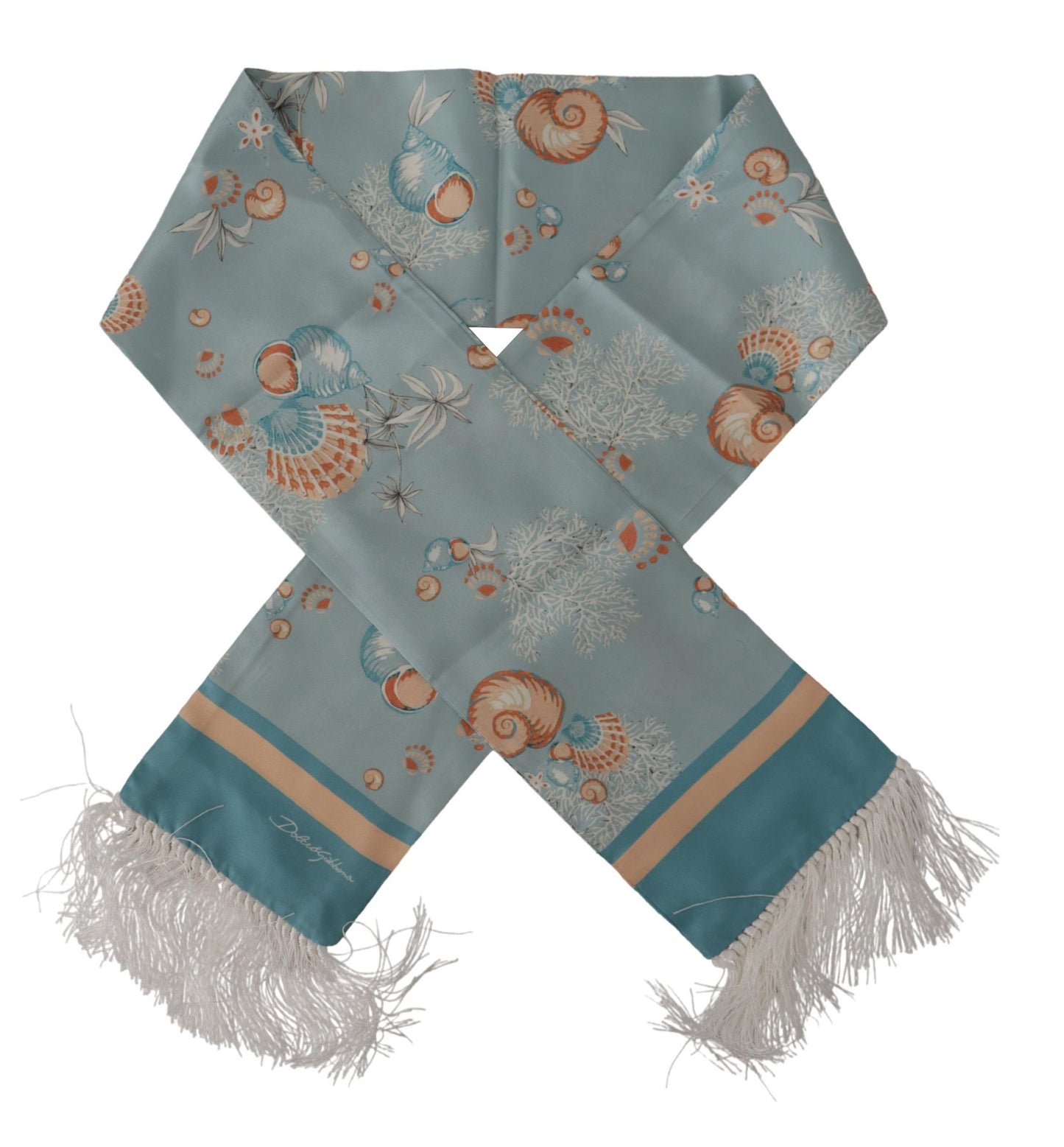 - Elegant Silk Scarf with Shell Motif