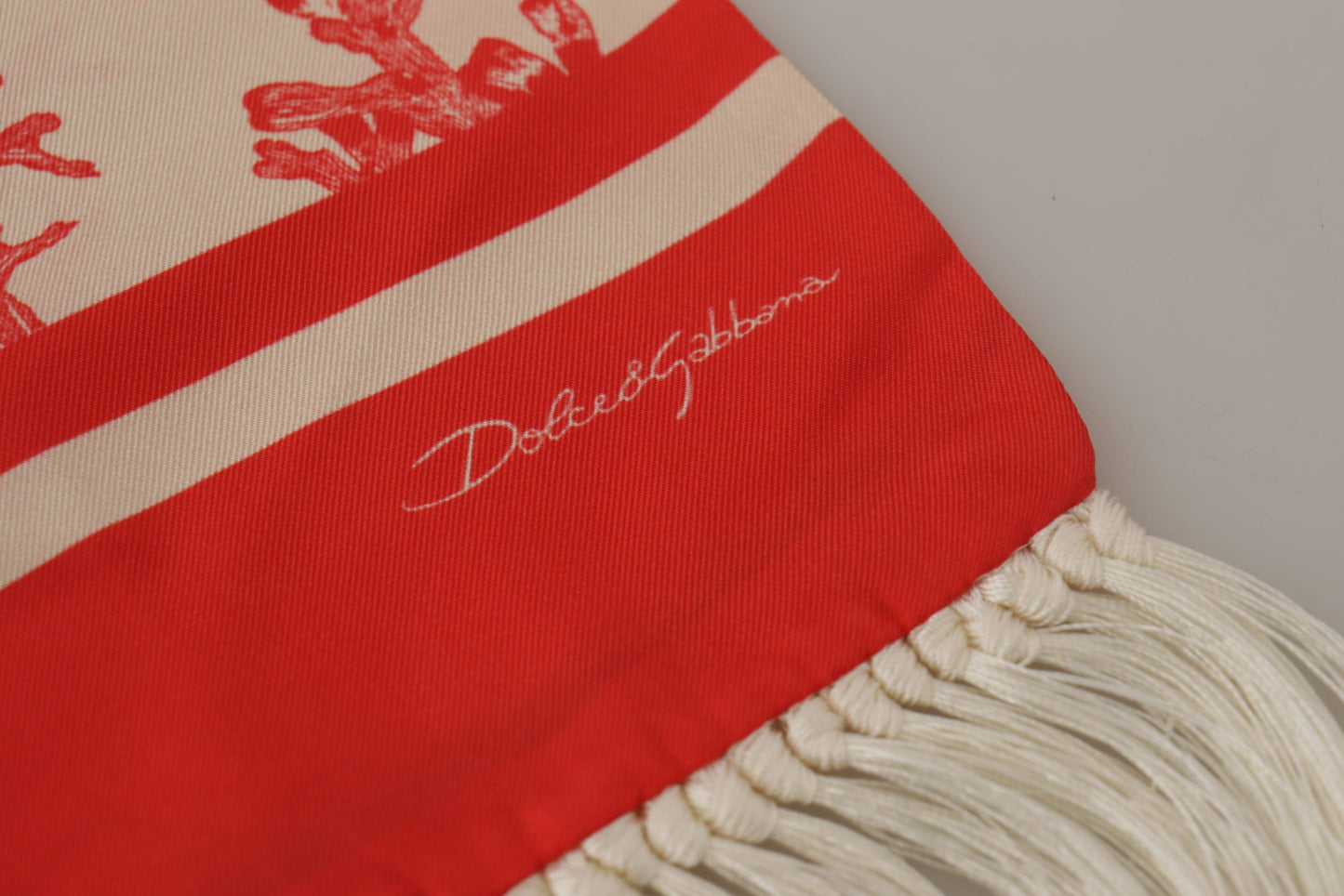 - Elegant Silk Men's Scarf Wrap - Red Coral Print