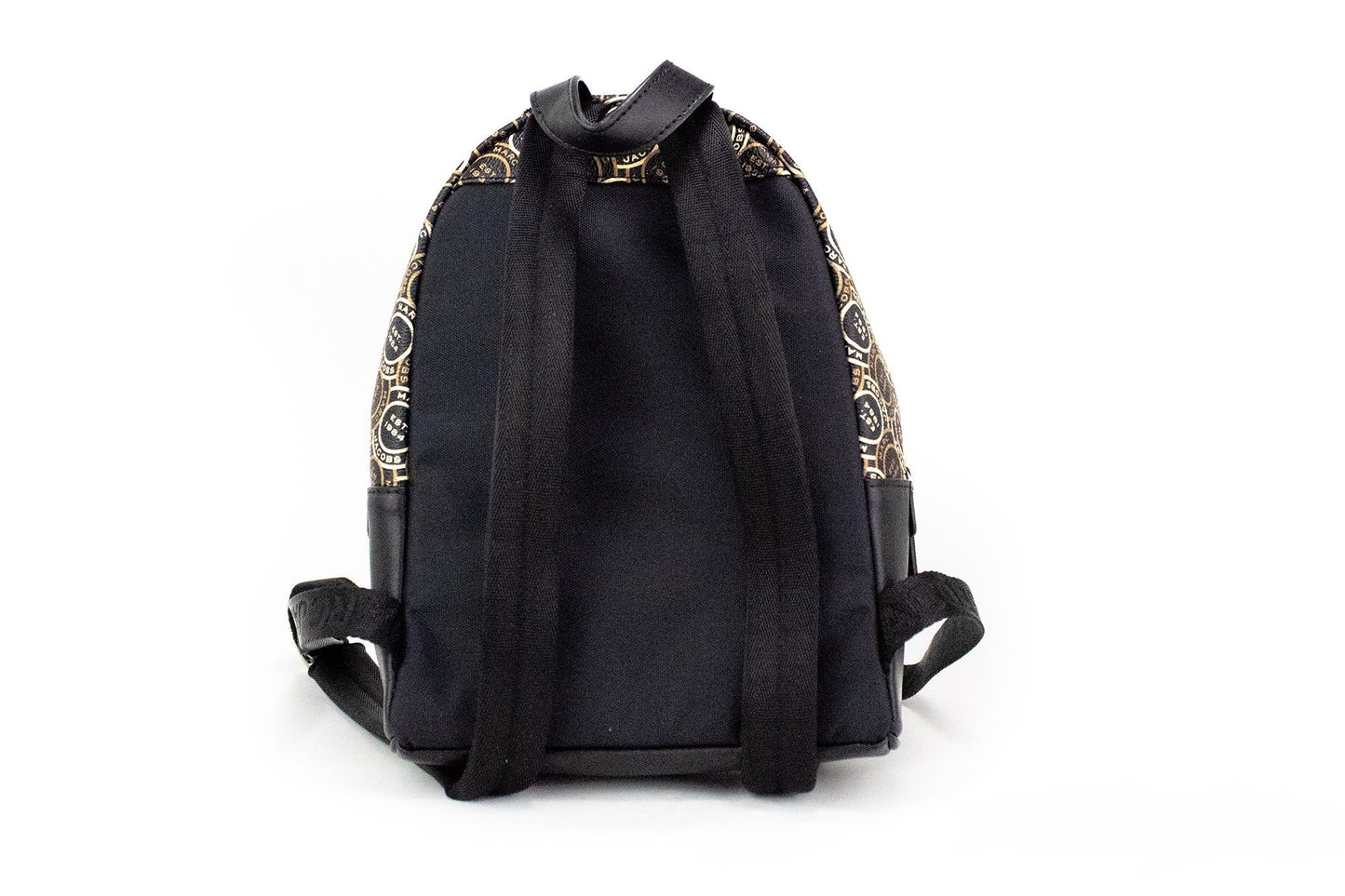 - Signet Mini Black Logo Printed Leather Shoulder Backpack Bookbag