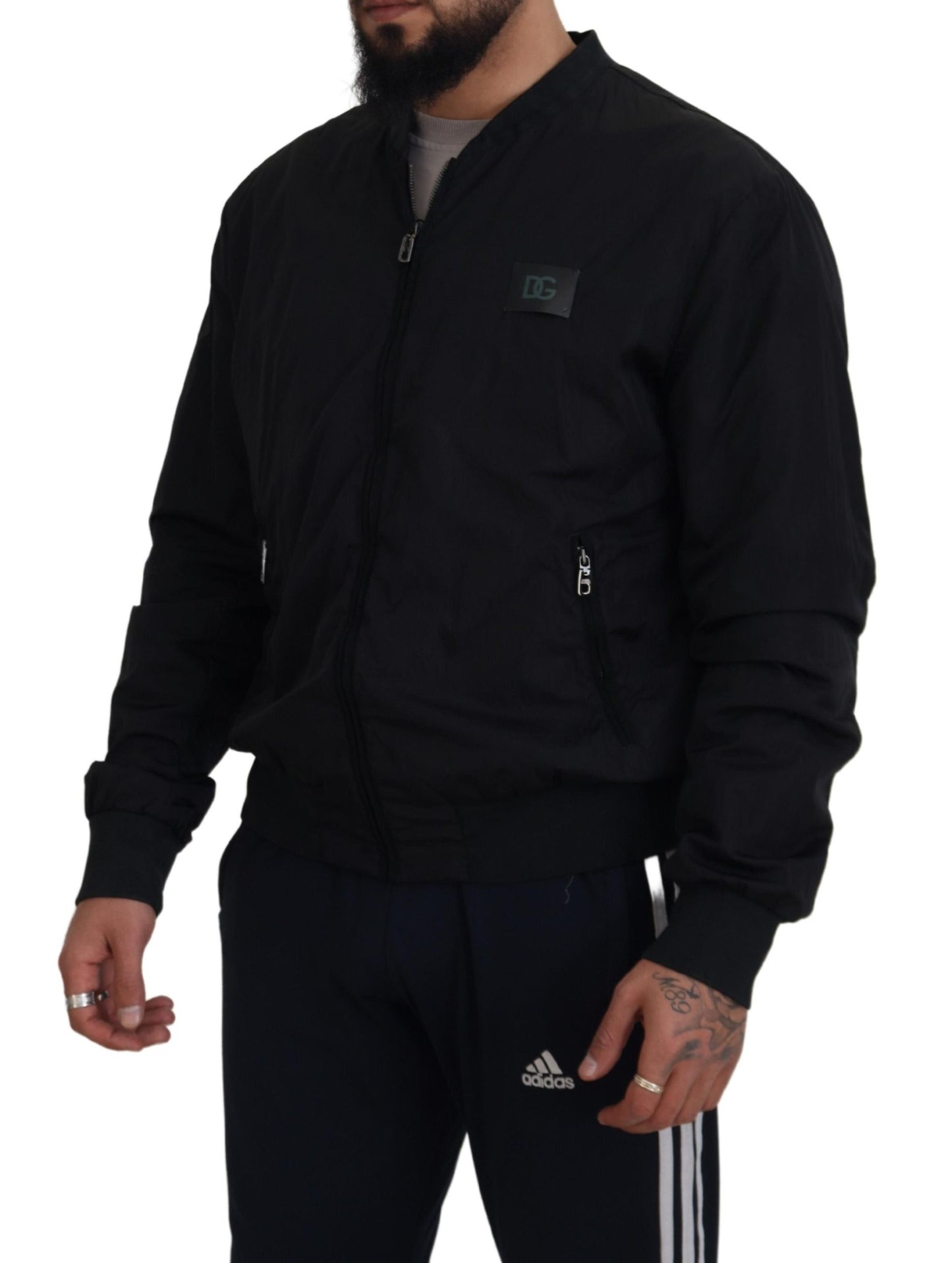 - Elegant Black Bomber Jacket