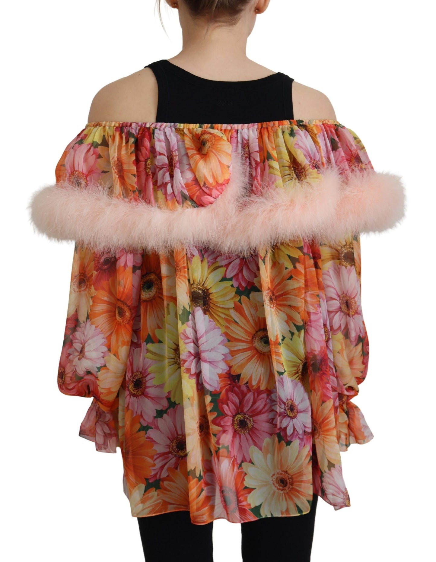 - Elegant Silk Floral Off-Shoulder Blouse