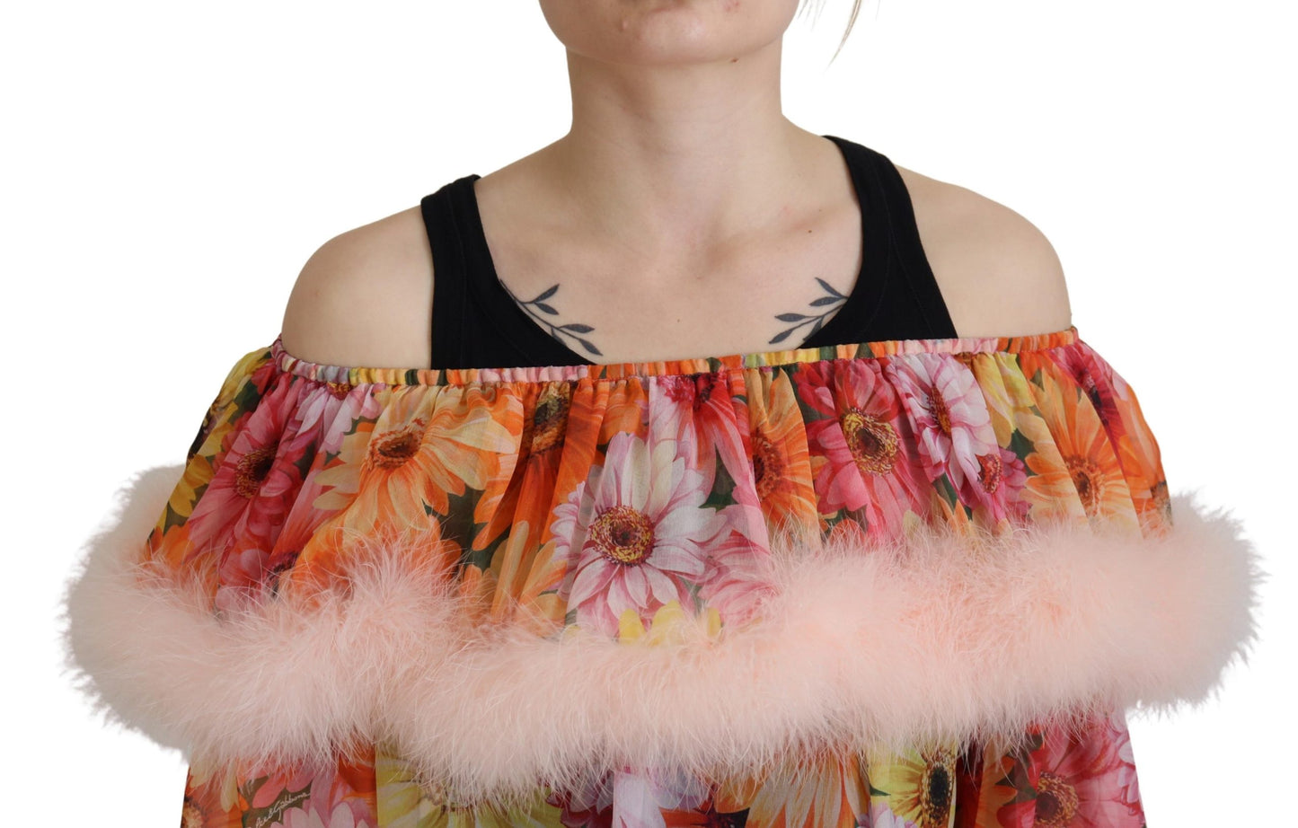 - Elegant Silk Floral Off-Shoulder Blouse