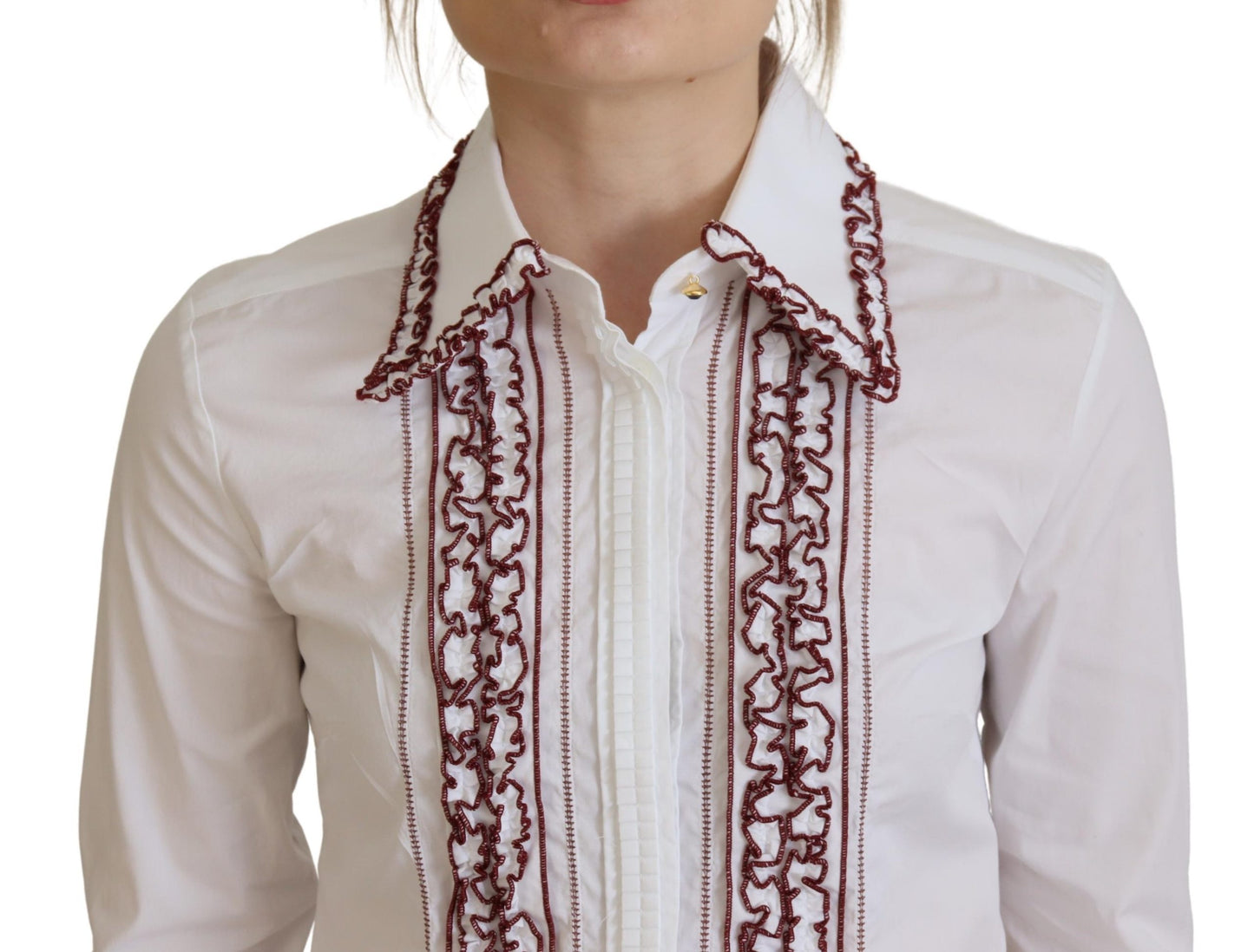 - Elegant White Cotton Polo Top