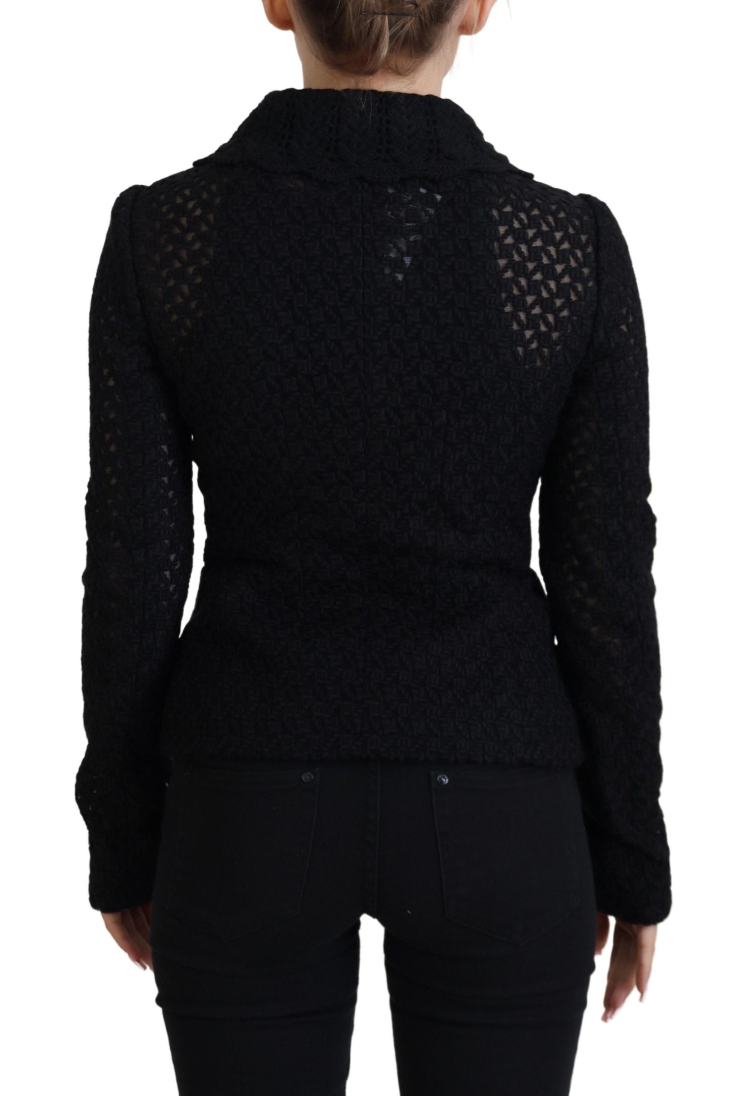 - Elegant Black Wool Blend Button Down Jacket