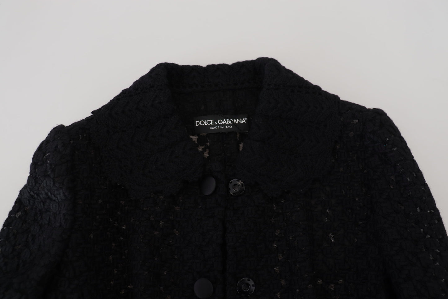 - Elegant Black Wool Blend Button Down Jacket