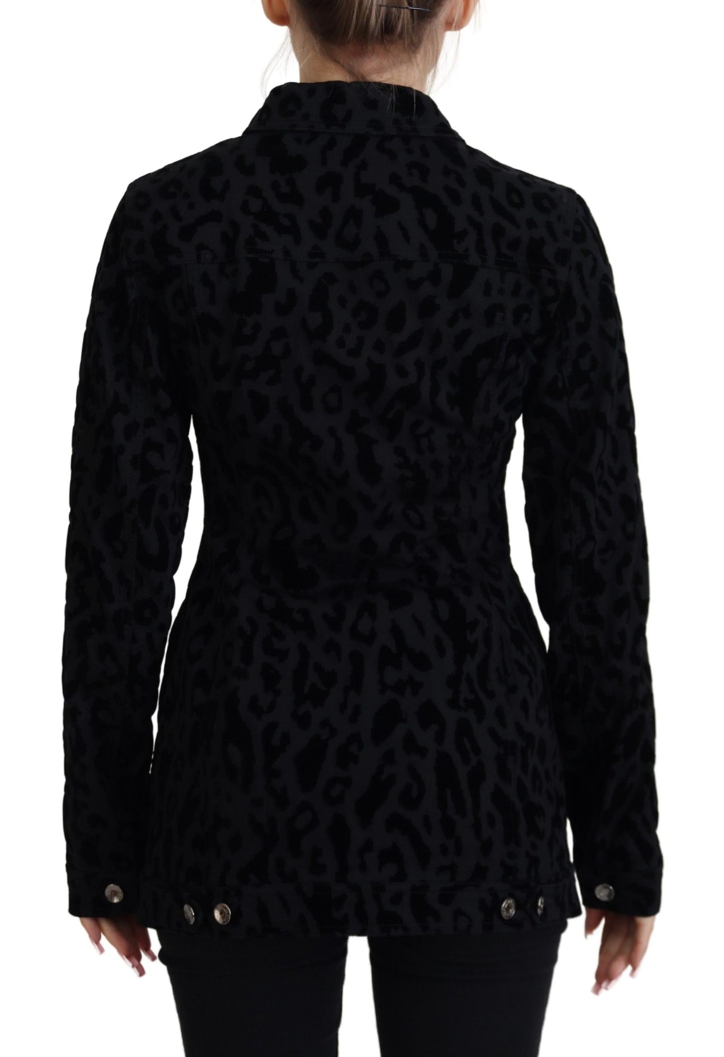 - Chic Leopard Pattern Denim Jacket