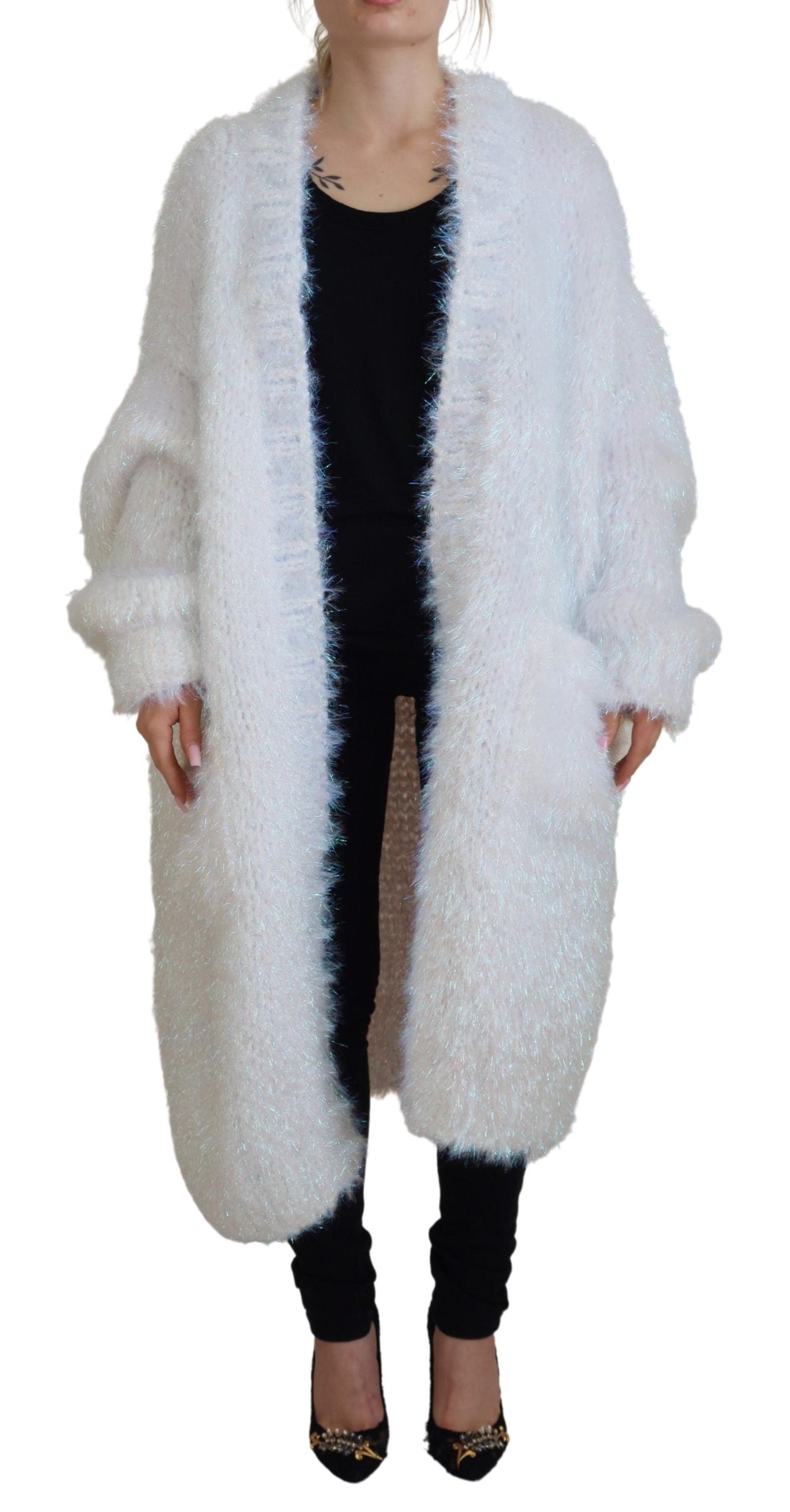 - Elegant White Long Sleeve Cardigan Jacket