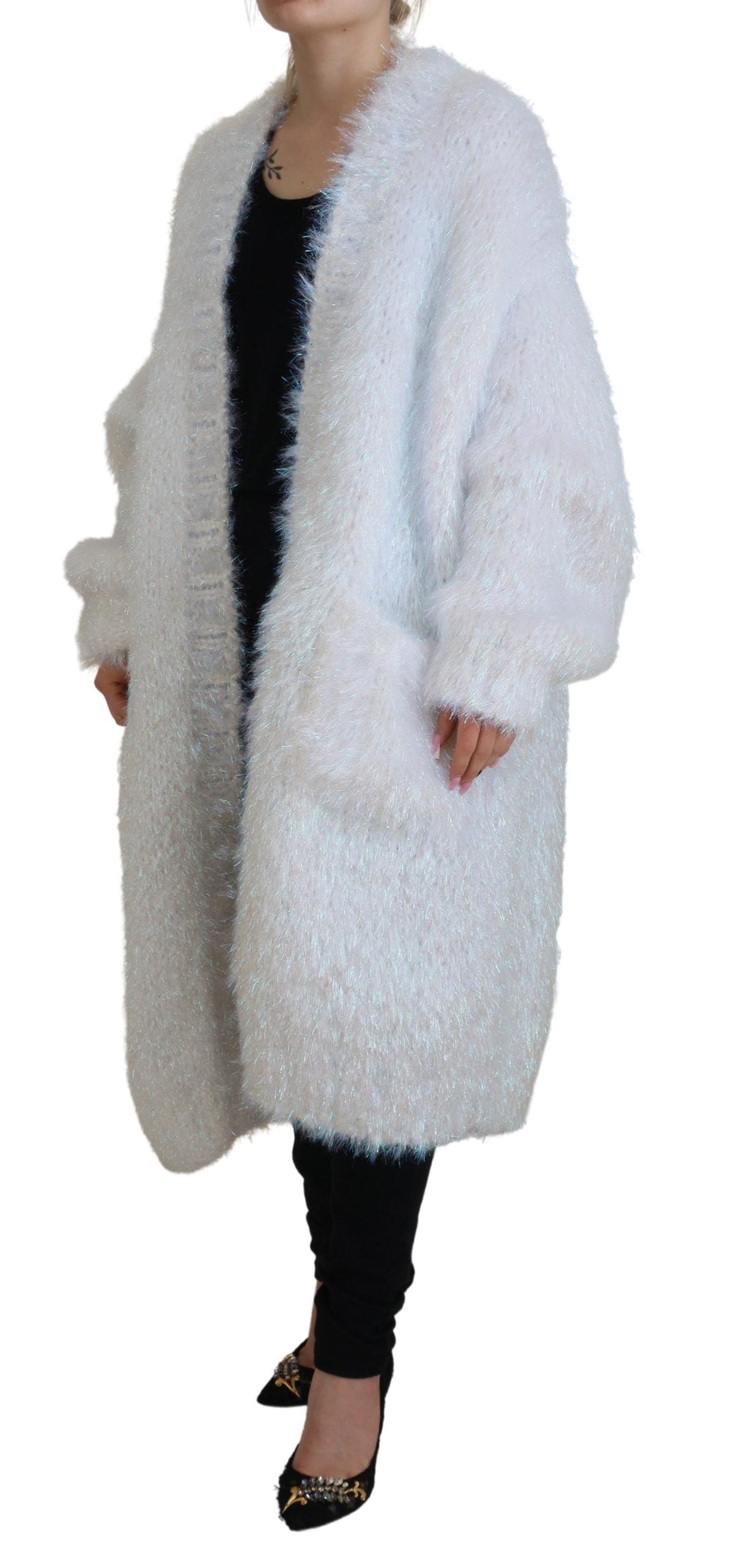 - Elegant White Long Sleeve Cardigan Jacket