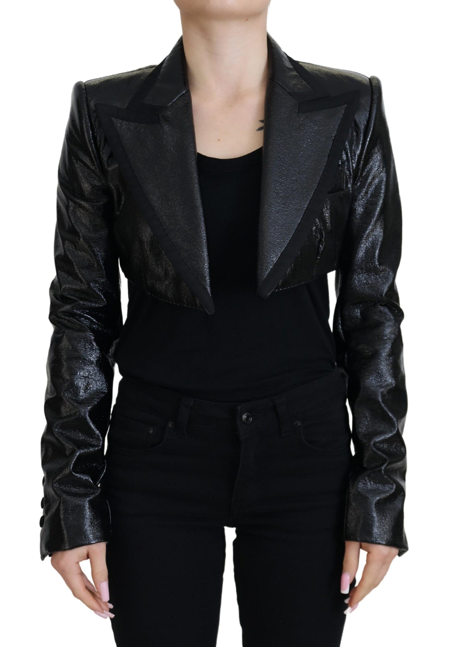 - Elegant Cropped Black Designer Jacket