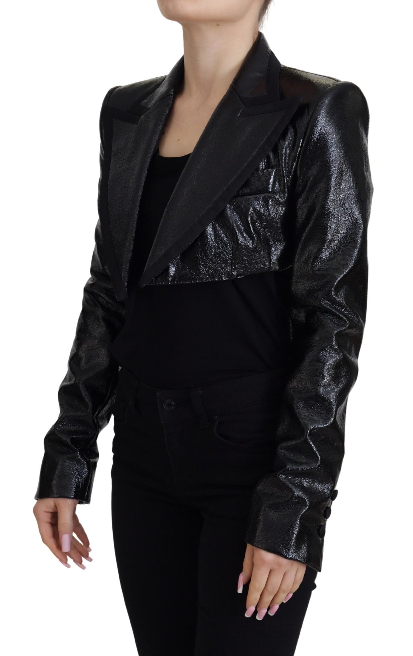 - Elegant Cropped Black Designer Jacket