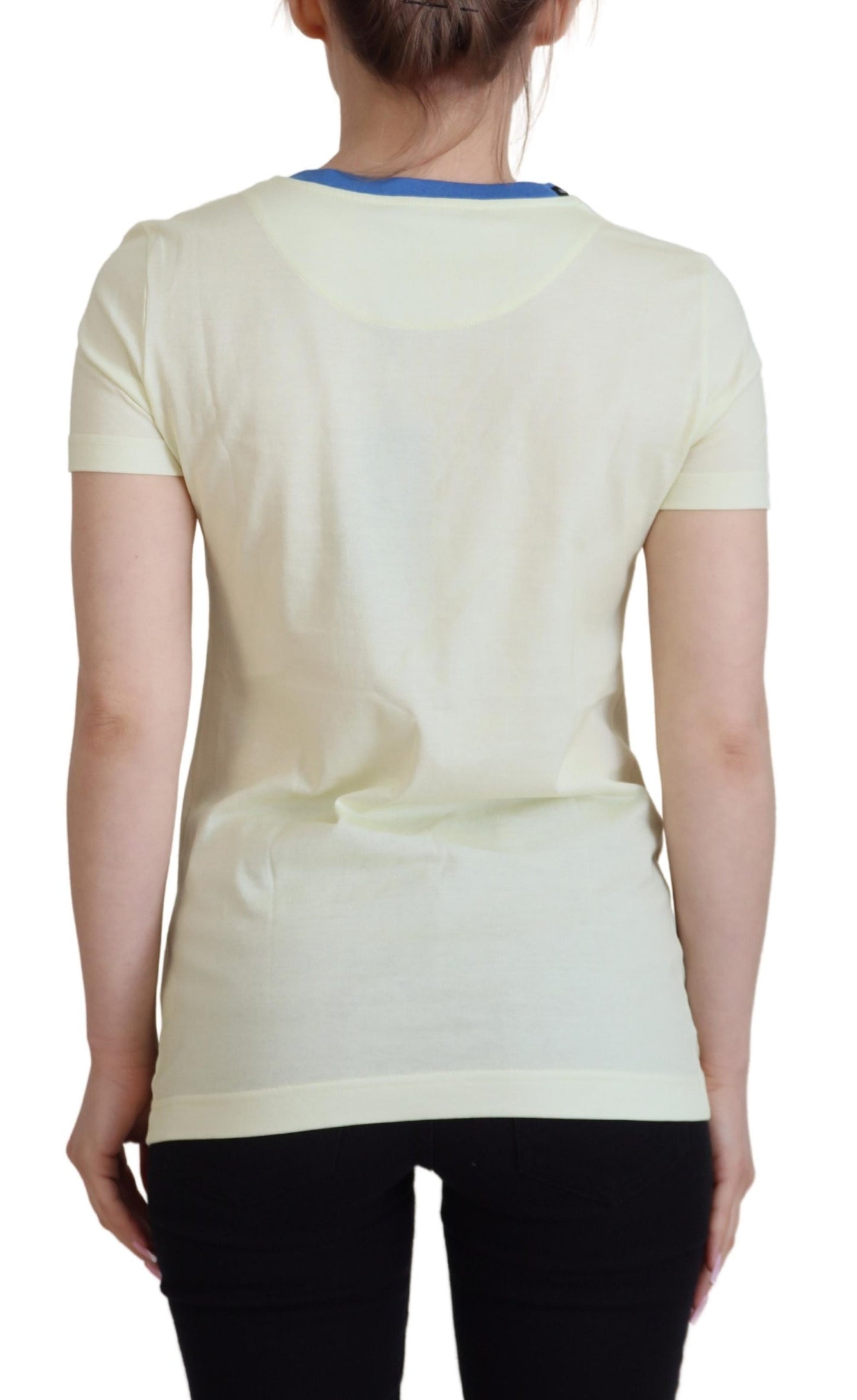 - Elegant Yellow Cotton Tee with Chic Print