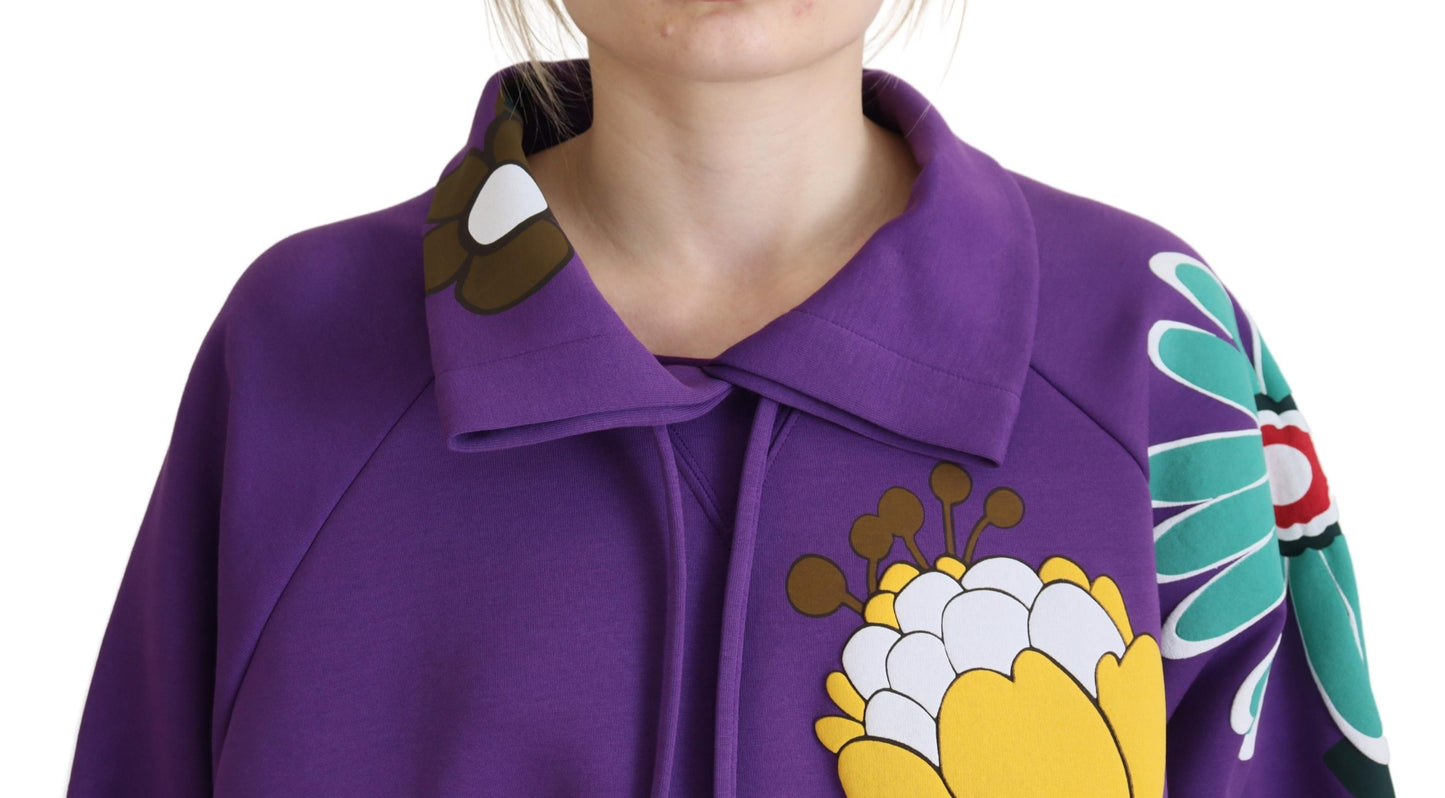 - Elegant Purple Floral Pullover Sweater