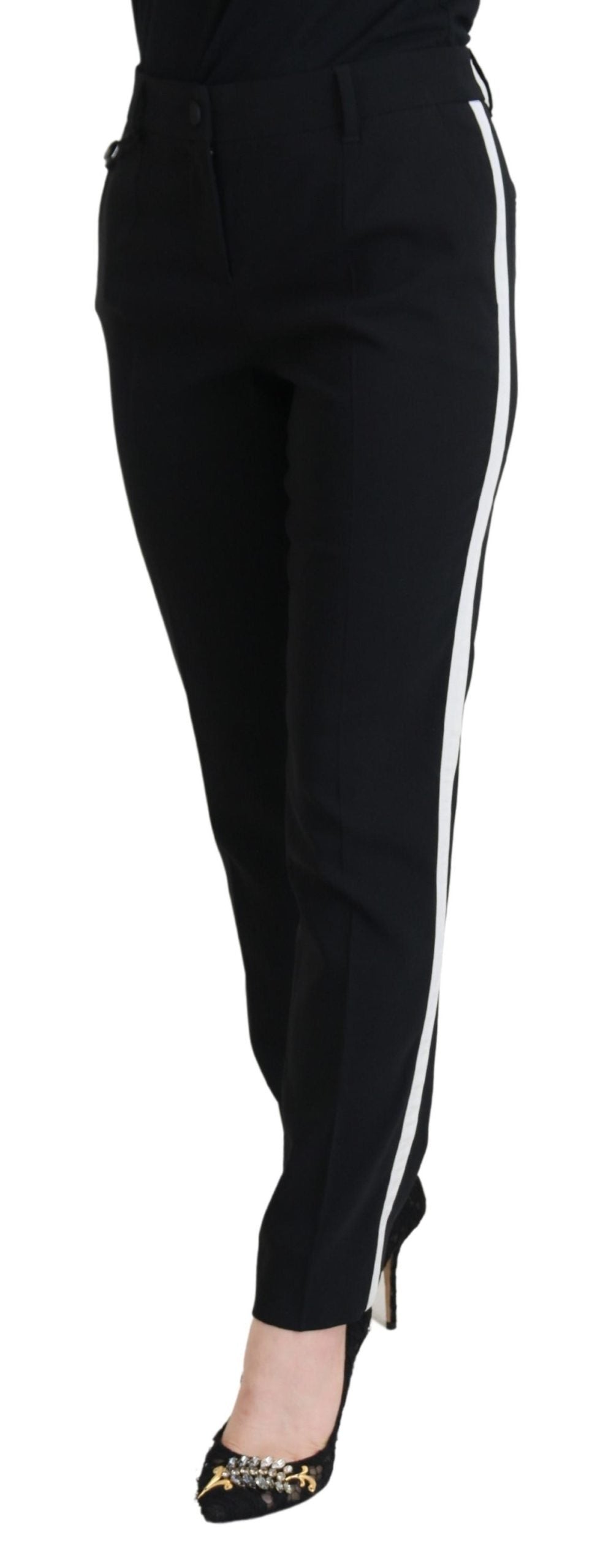 - Elegant Black Wool-Silk Pants