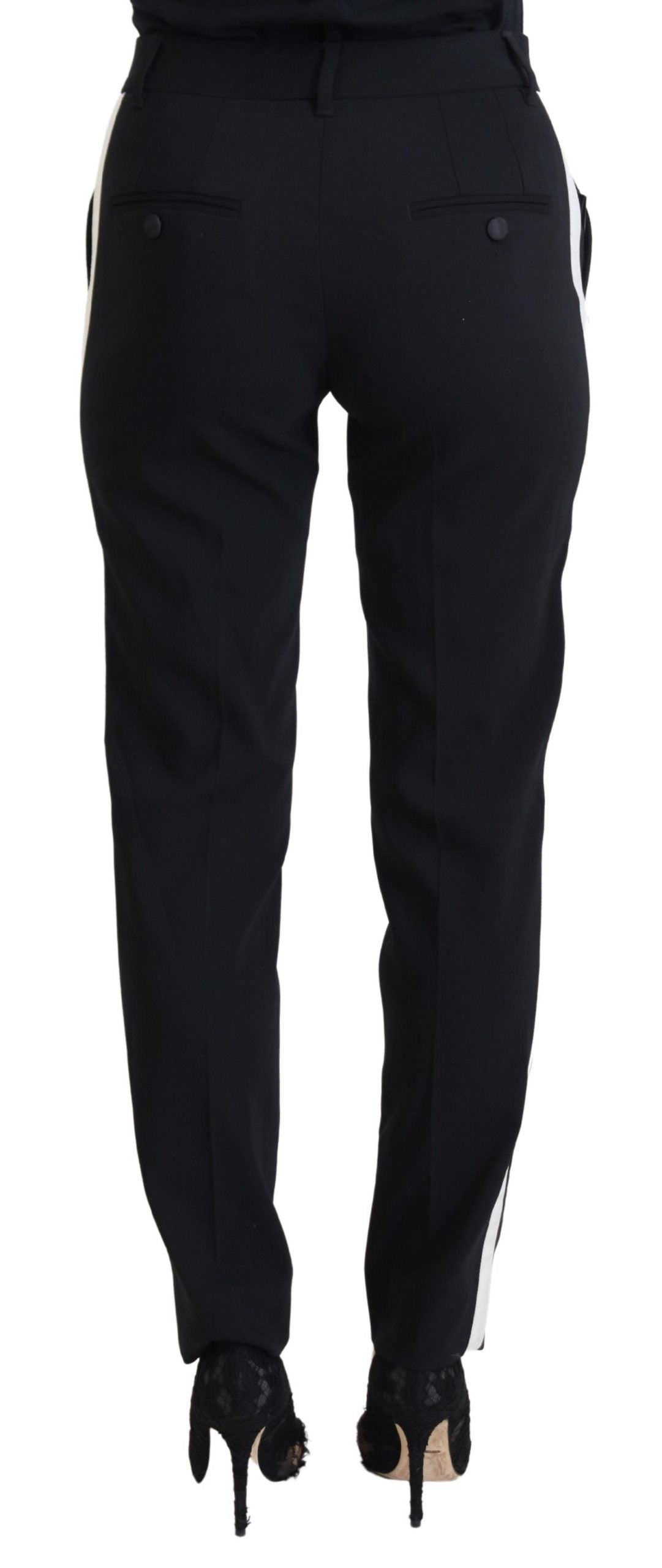 - Elegant Black Wool-Silk Pants