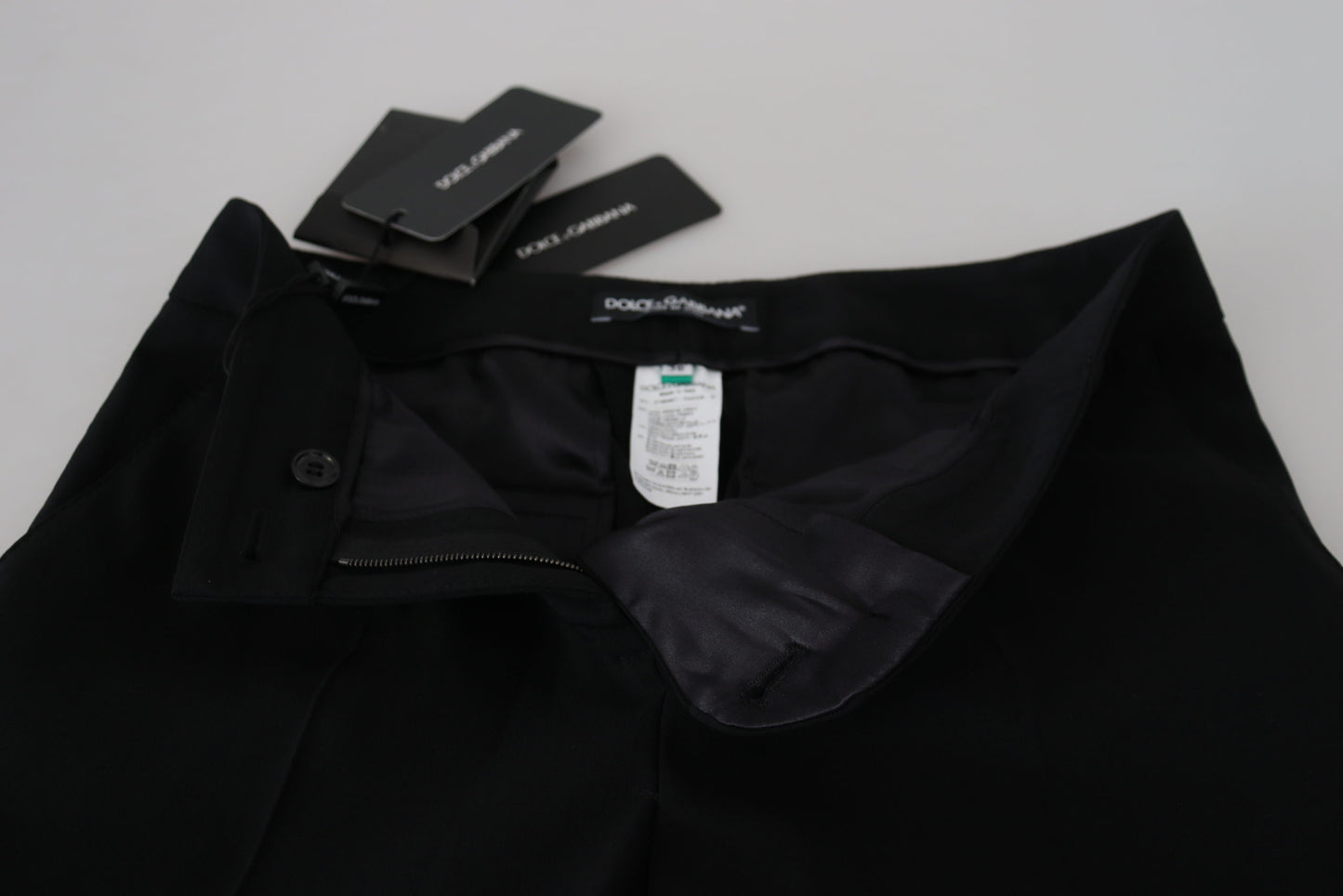 - Elegant Black Wool-Silk Pants