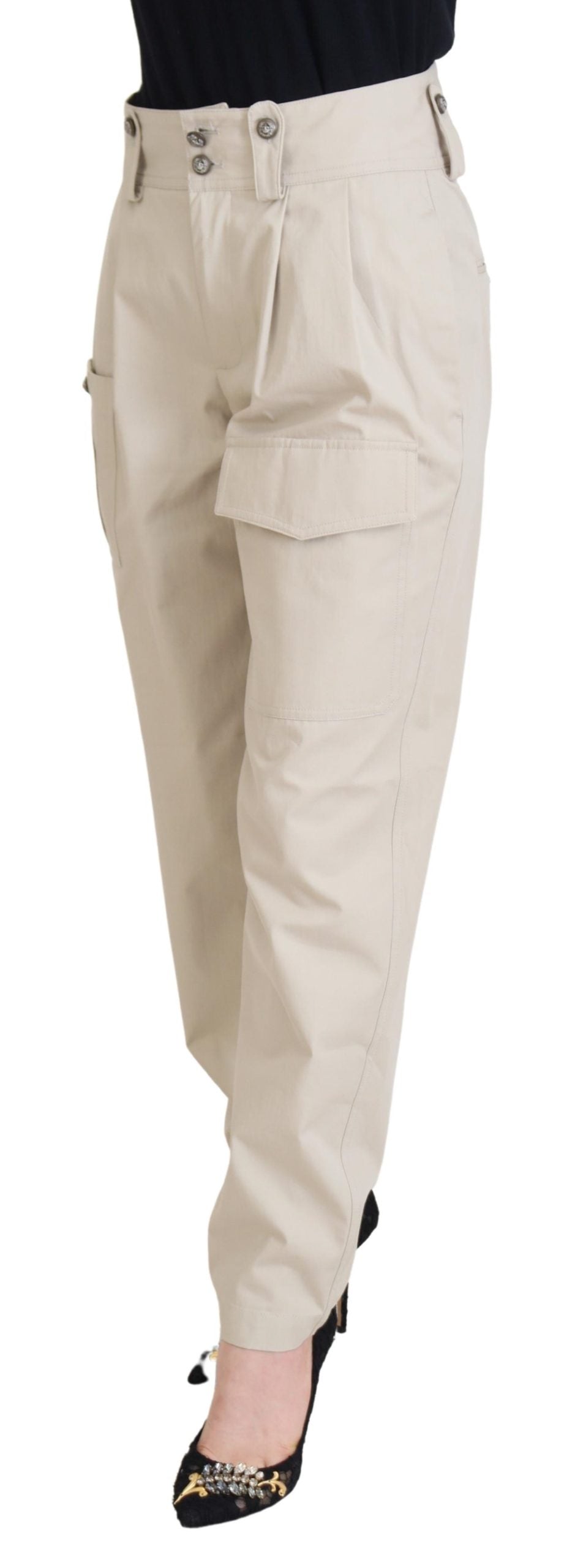 - Chic Beige Cotton Trousers for Elegant Comfort
