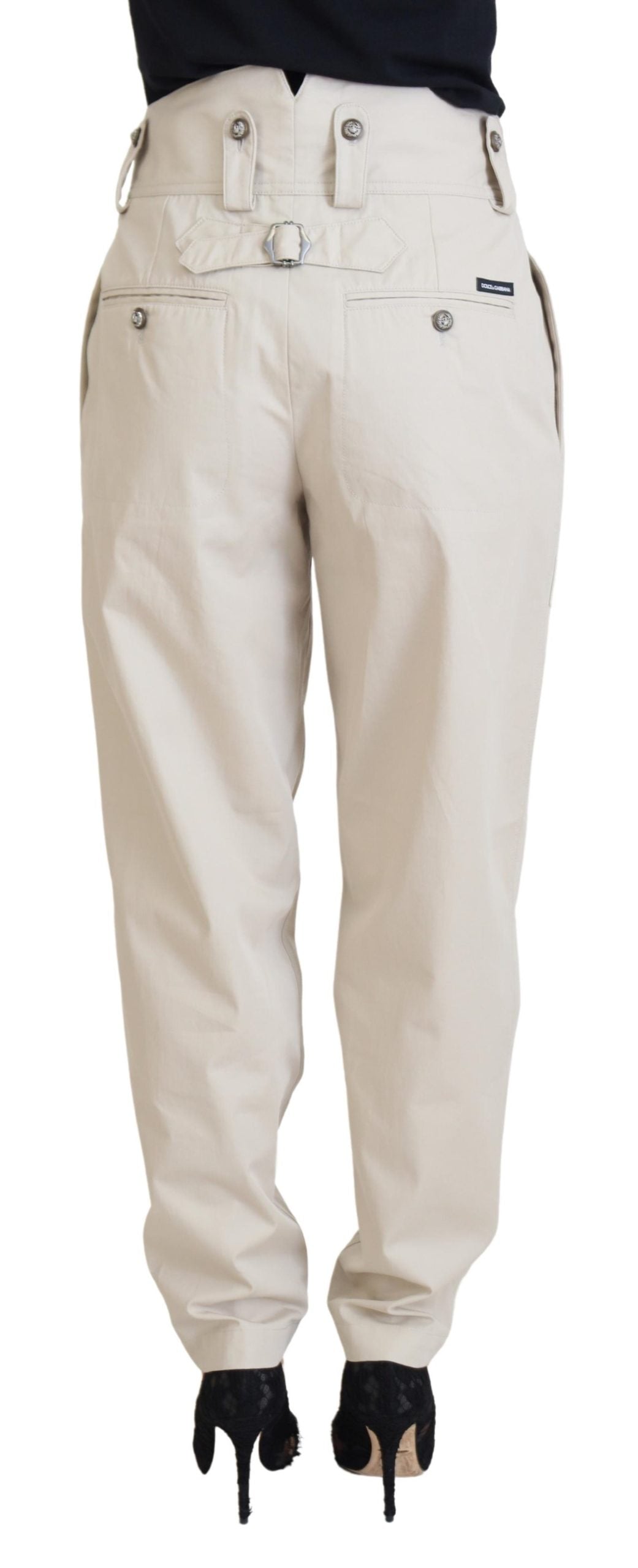 - Chic Beige Cotton Trousers for Elegant Comfort