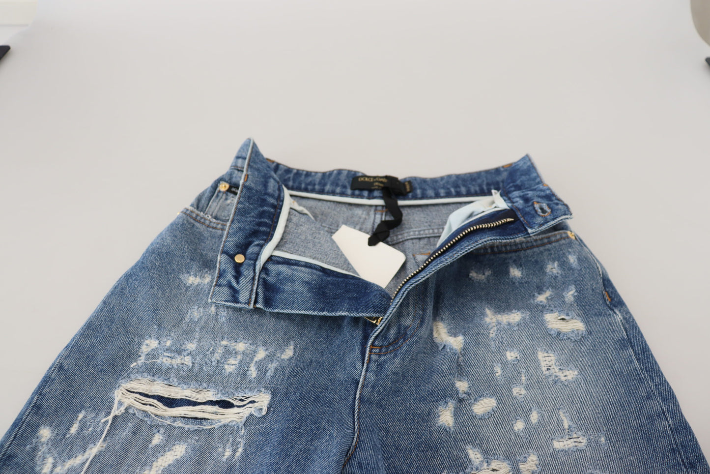 - Chic Tattered Denim Pants - Indigo Essence