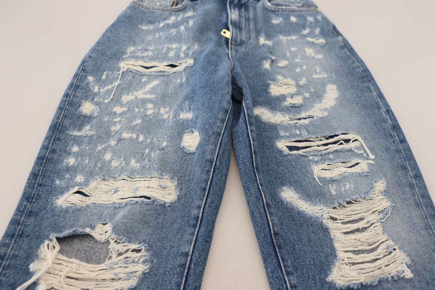 - Chic Tattered Denim Pants - Indigo Essence