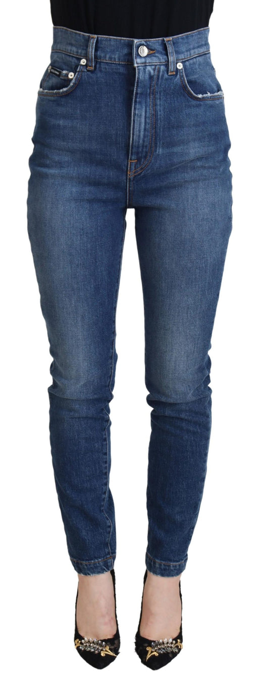 - Elegant Blue Denim Pants - Tailored Fit
