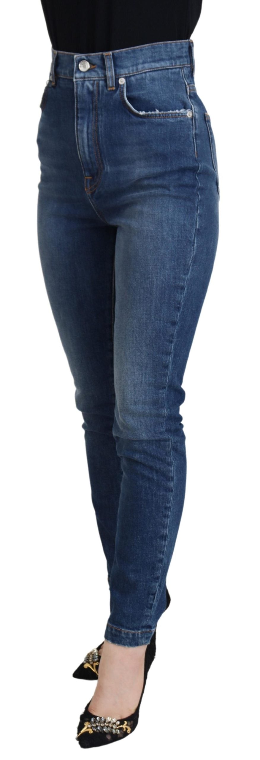 - Elegant Blue Denim Pants - Tailored Fit
