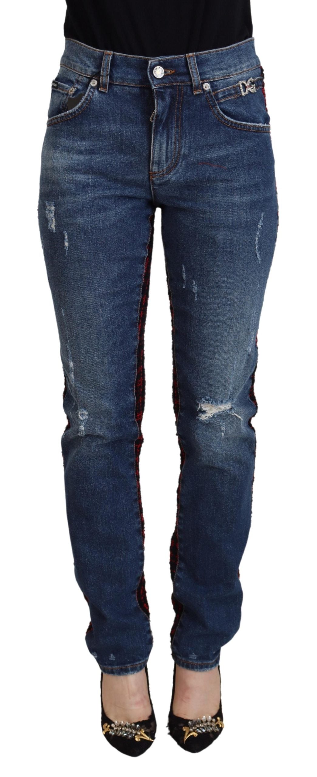 - Elevated Elegance Checkered Back Denim Pants