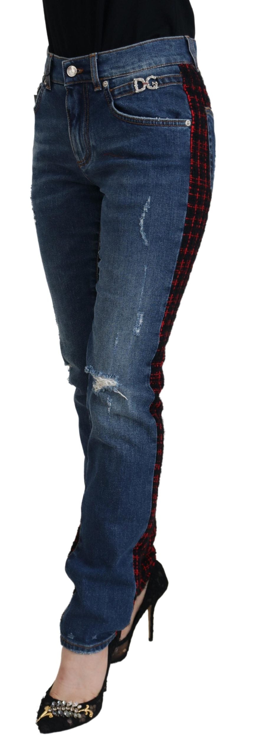 - Elevated Elegance Checkered Back Denim Pants