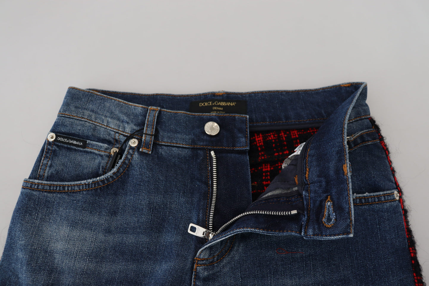 - Elevated Elegance Checkered Back Denim Pants