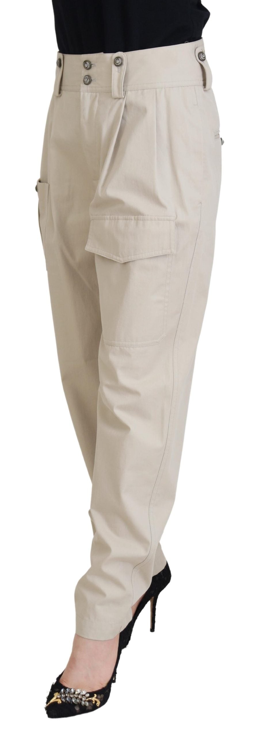 - Elegant Beige Cotton Trousers