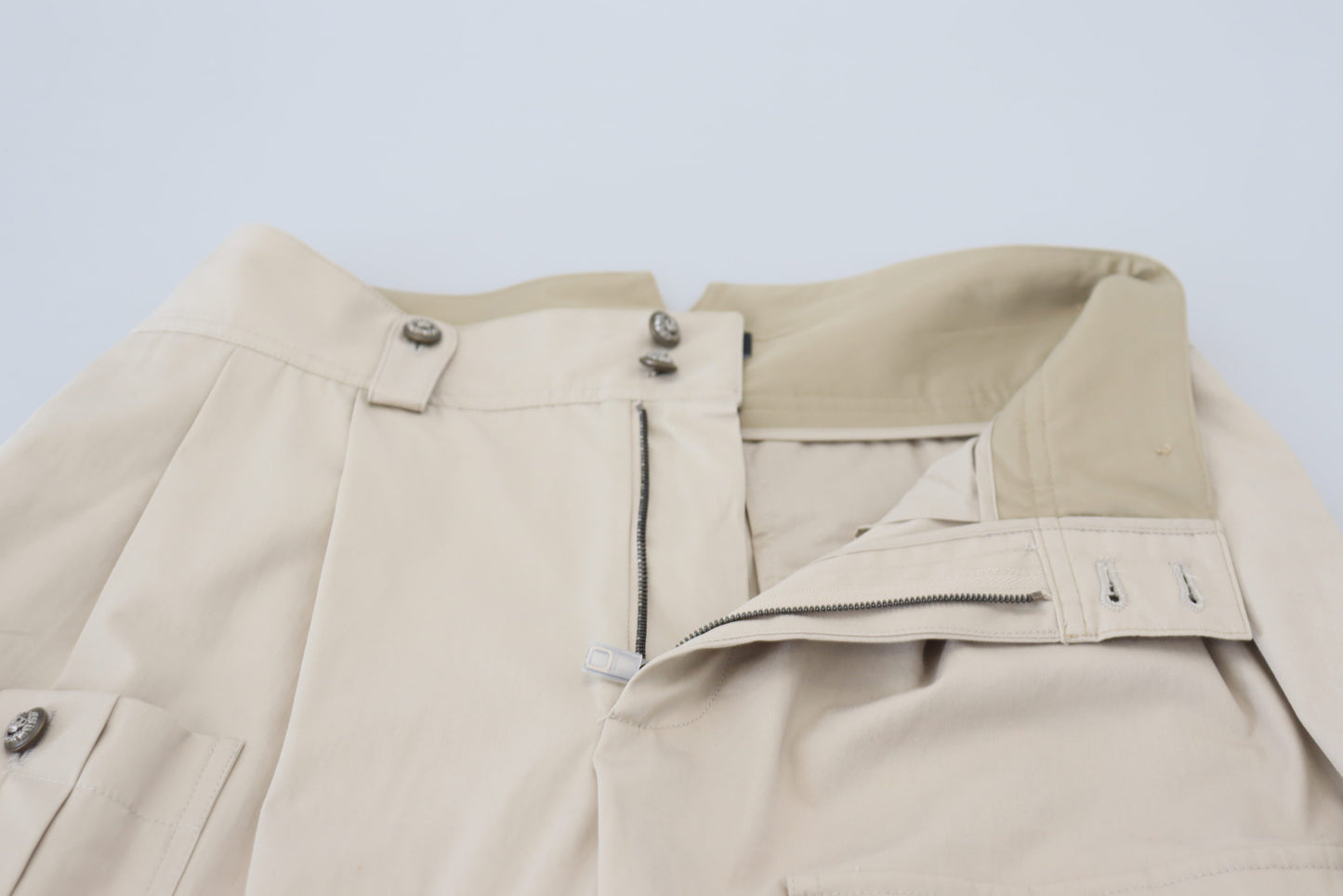 - Elegant Beige Cotton Trousers