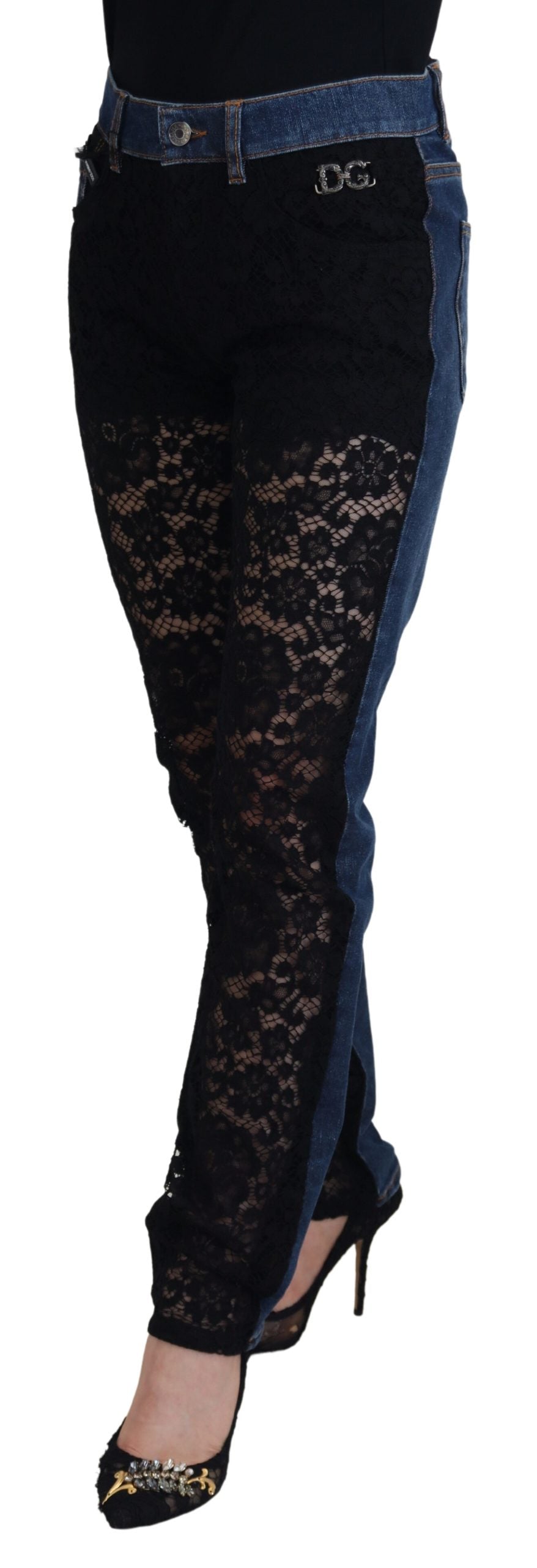 - Elegant Floral Lace Front Denim
