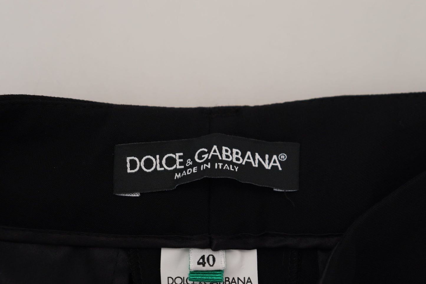 - Elegant Black Wool-Silk Blend Trousers