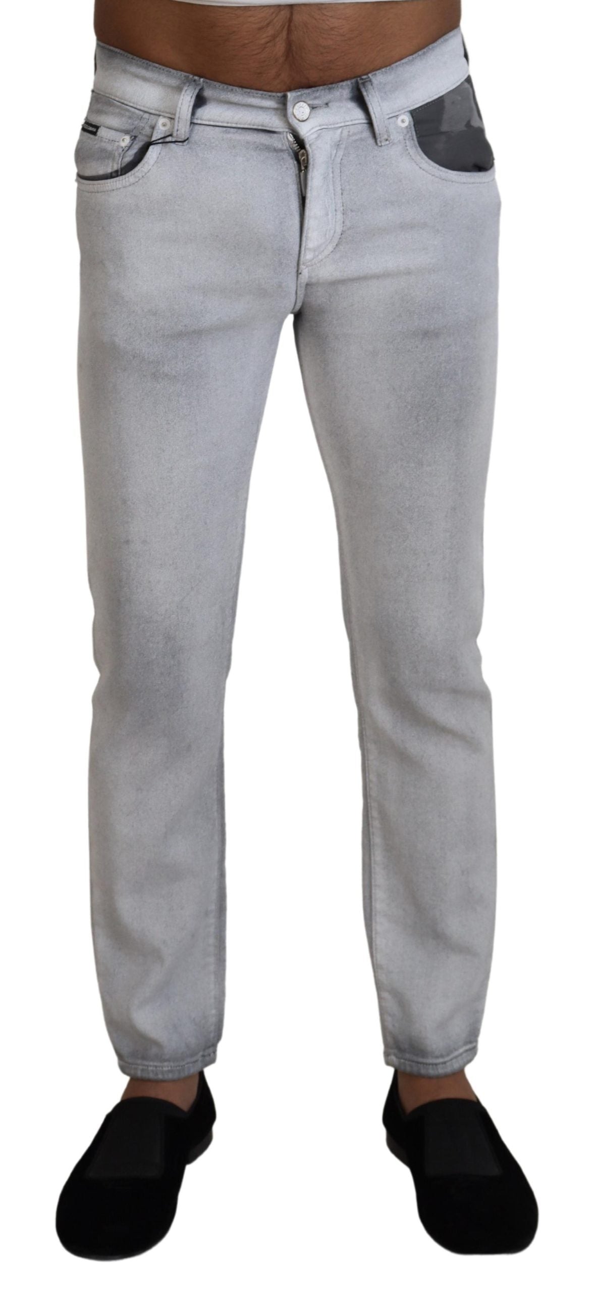 - Elegant Gray Washed Cotton Blend Pants