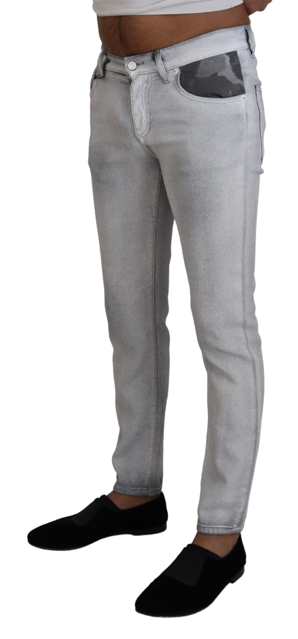 - Elegant Gray Washed Cotton Blend Pants