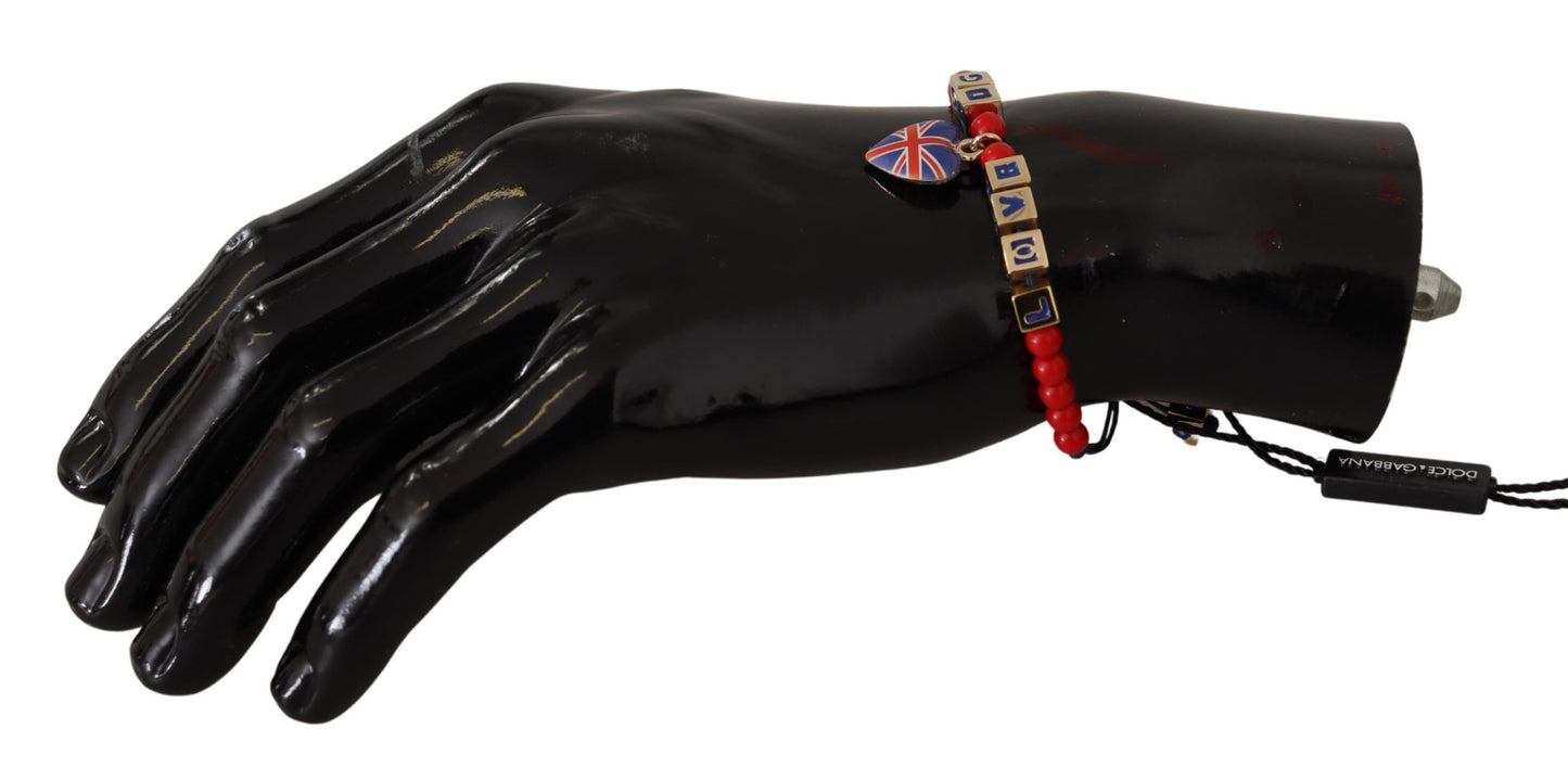 - Elegant Blue, Red Glass & Zama Bracelet
