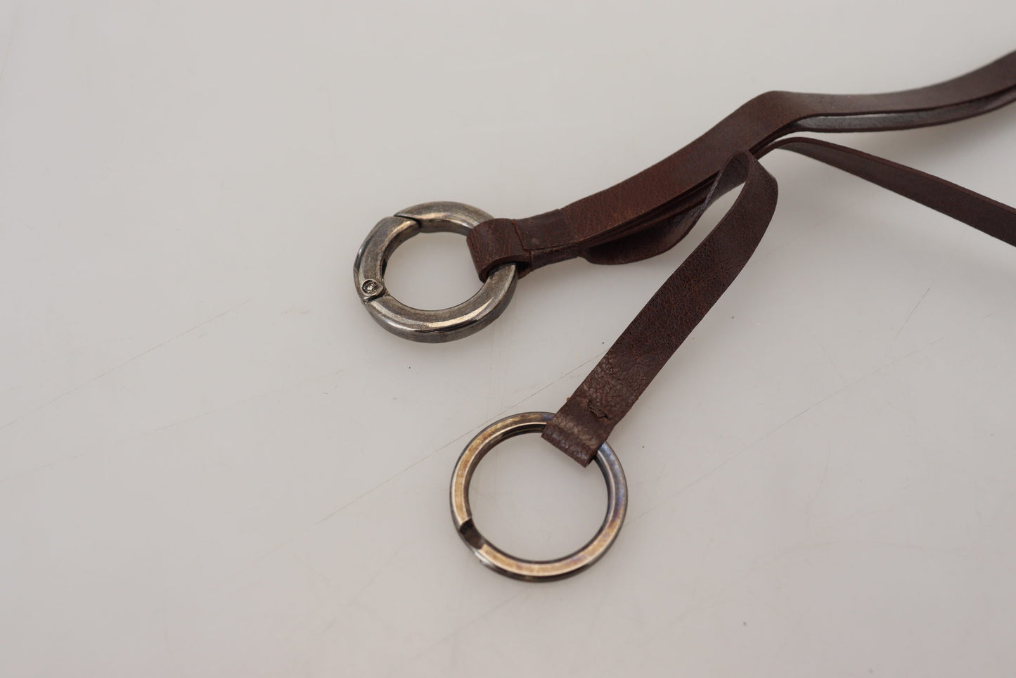 - Elegant Brass & Leather Keychain Charm