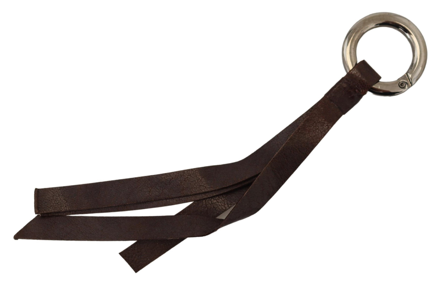 - Chic Brown Leather Keychain with Brass Accents