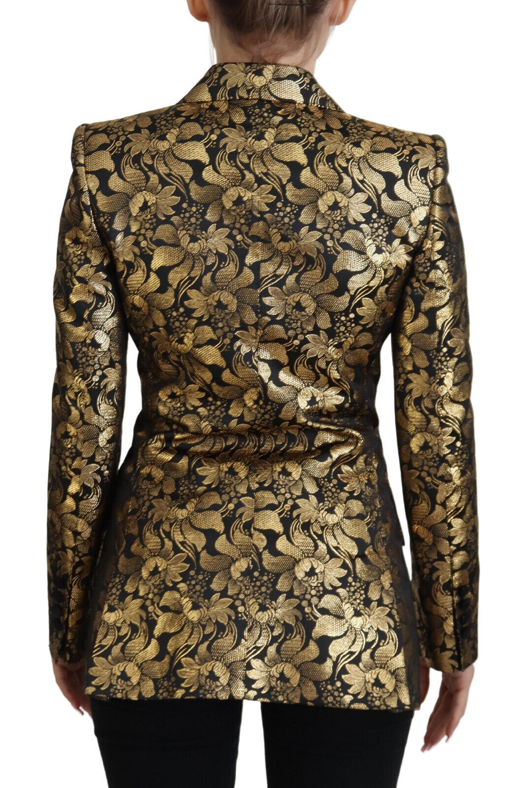 - Elegant Black and Gold Floral Jacket