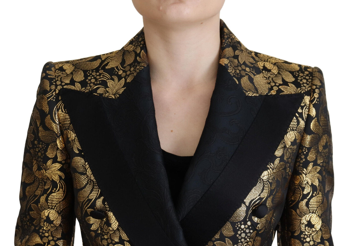 - Elegant Black and Gold Floral Jacket