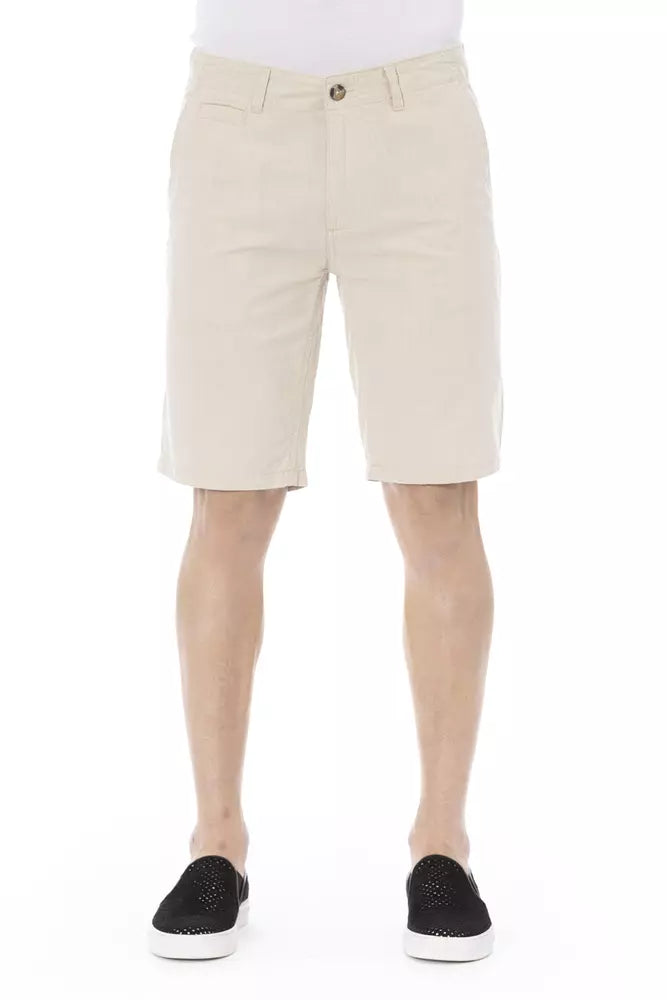 - Beige Cotton Men Bermuda Short