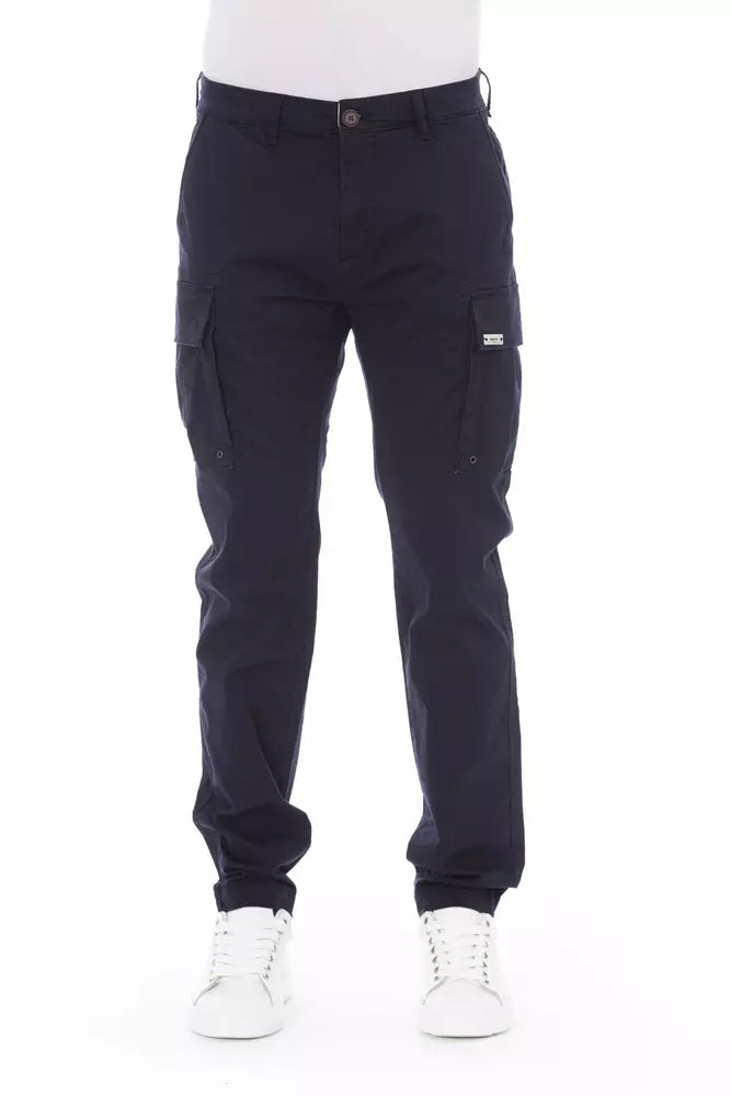 - Blue Cotton Men Cargo Trouser