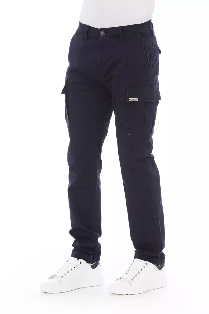 - Blue Cotton Men Cargo Trouser